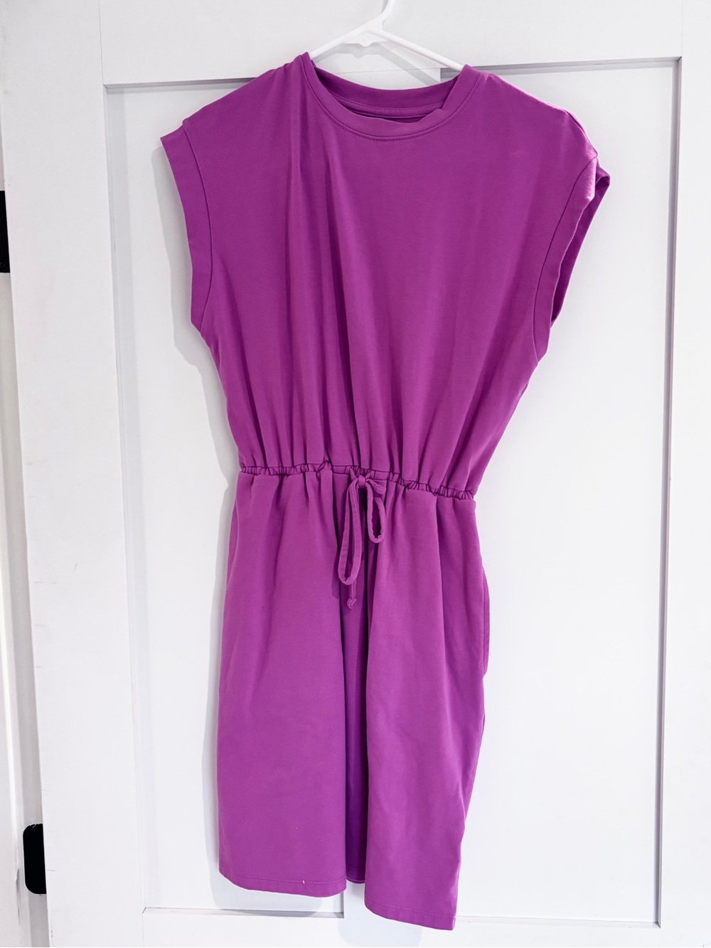 Purple Drawstring Waist Women's Dress